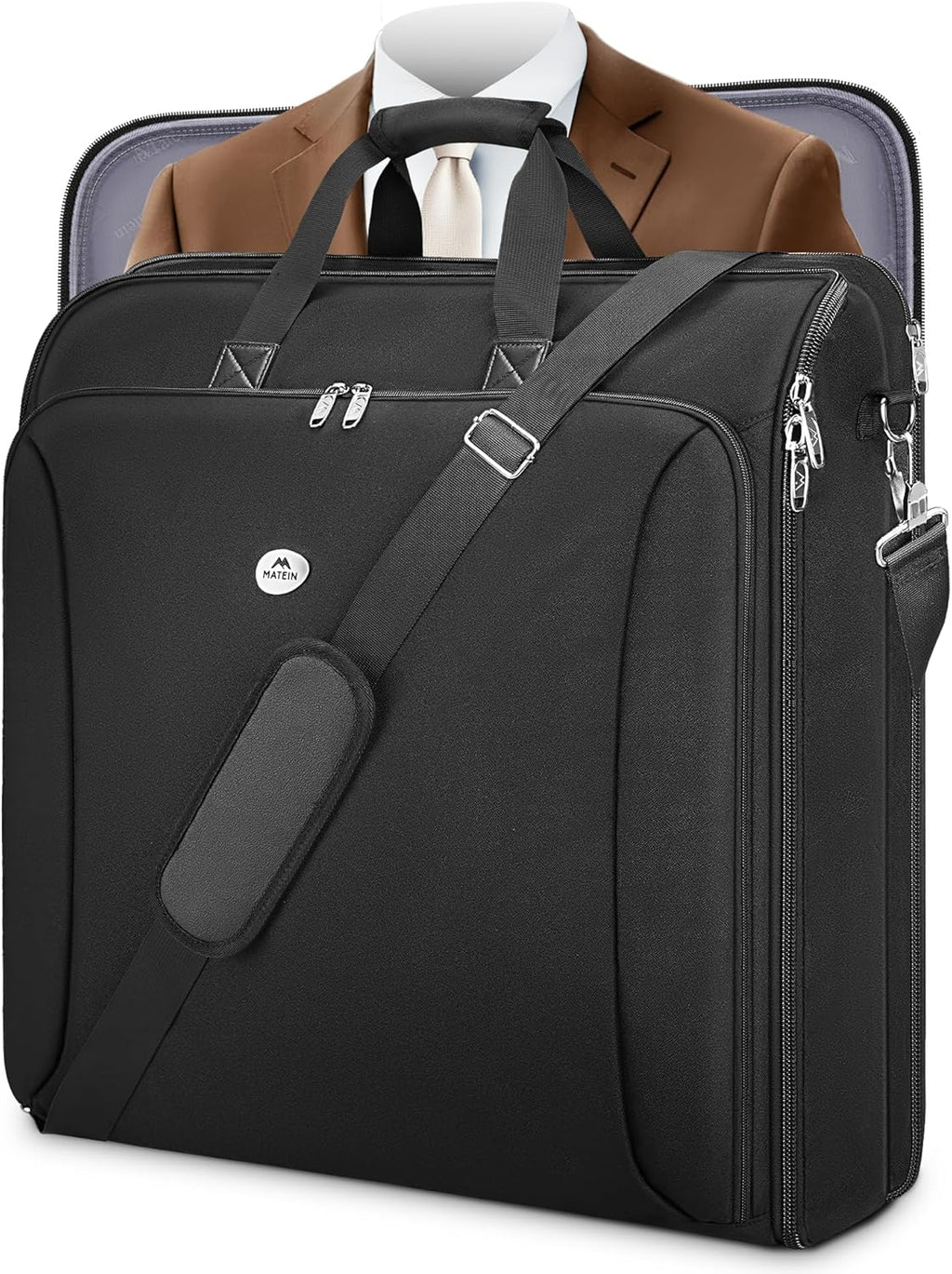 MATEIN Travel Garment Bags for Business Trip, 50" Large Double Layer Suit Carriers for Men and Women, Foldable Wrinkle-Free Suit Travel Bag with...