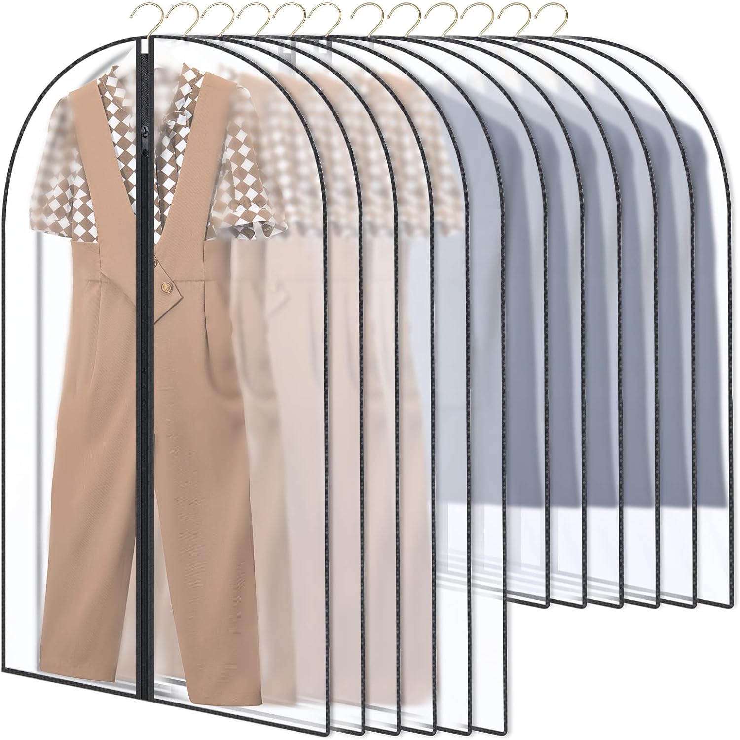 GoMaihe Clothes Cover,12 Pack Bags Set 60 x 120cm/60 x 100cm/Dress Garment Bag with Zip in Wardrobes, Moth Resistant Dustproof Waterproof Washable Suit...
