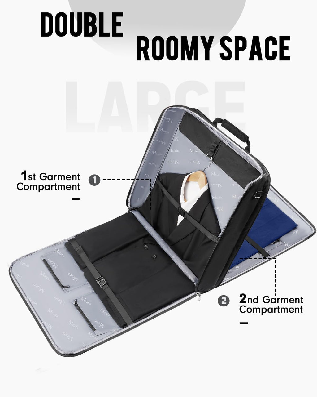 MATEIN Travel Garment Bags for Business Trip, 50" Large Double Layer Suit Carriers for Men and Women, Foldable Wrinkle-Free Suit Travel Bag with...
