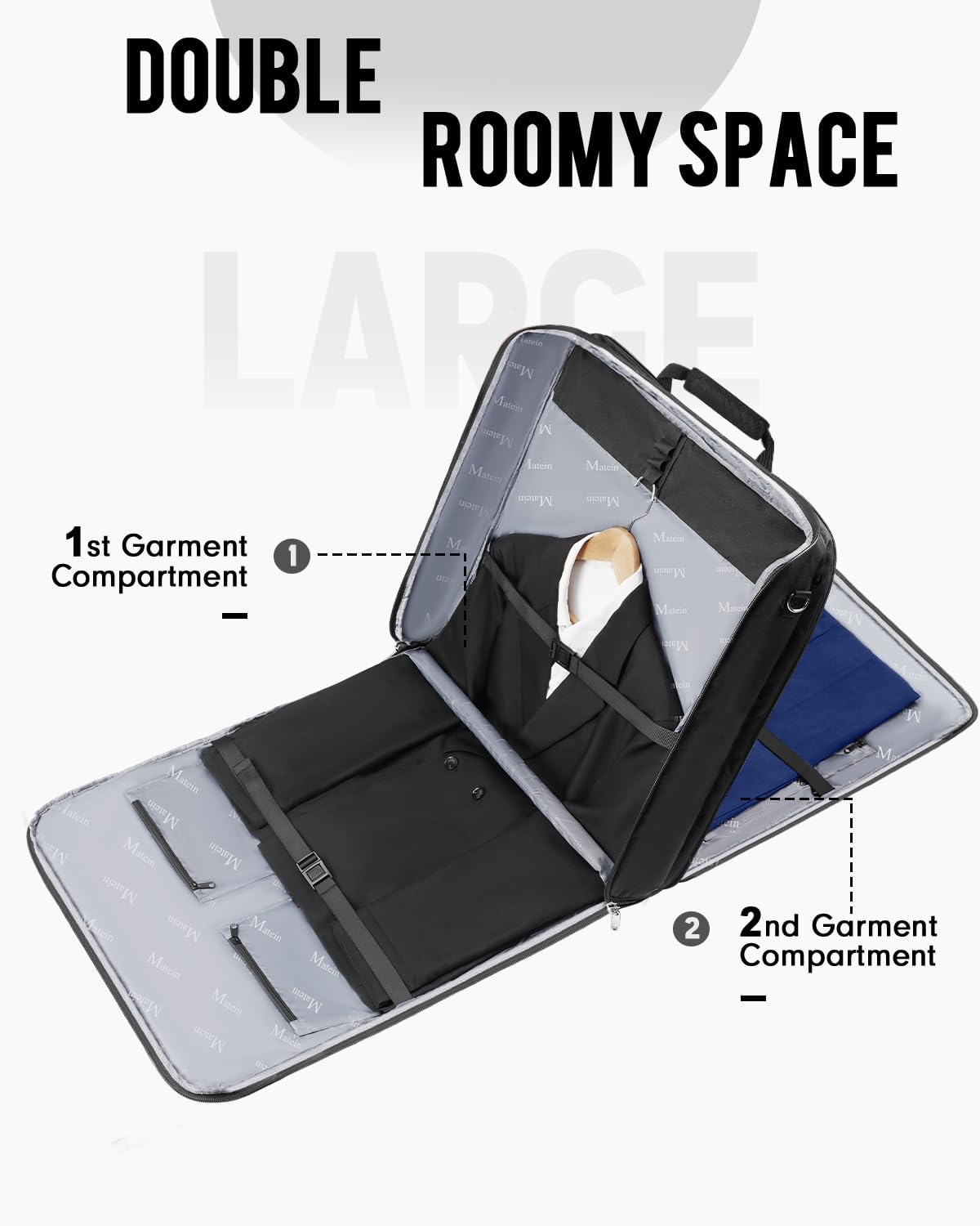 MATEIN Travel Garment Bags for Business Trip, 50" Large Double Layer Suit Carriers for Men and Women, Foldable Wrinkle-Free Suit Travel Bag with...