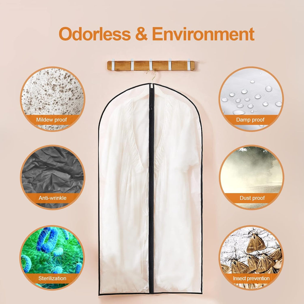 GoMaihe Clothes Cover,12 Pack Bags Set 60 x 120cm/60 x 100cm/Dress Garment Bag with Zip in Wardrobes, Moth Resistant Dustproof Waterproof Washable Suit...
