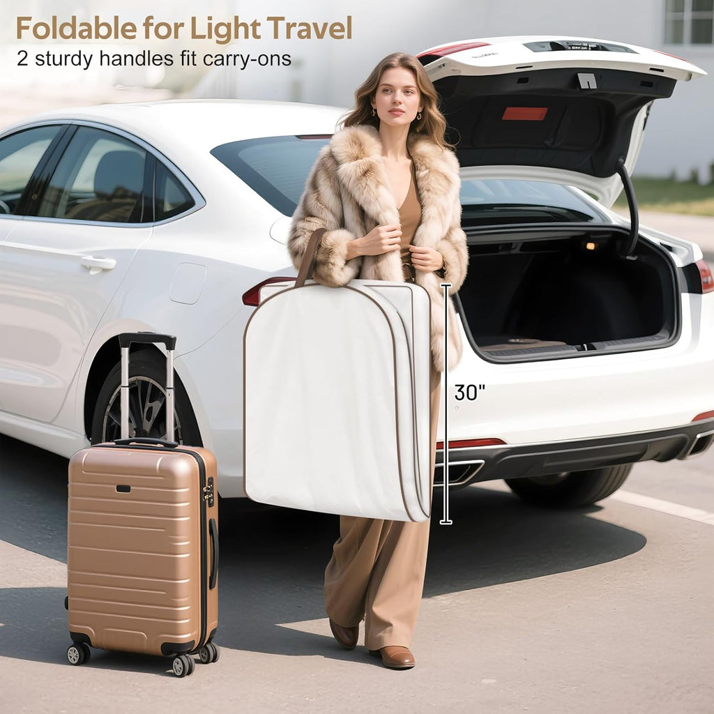 MISSLO 60" Cotton Dress Bag Covers for Women Travel, Breathable Long Garment Bag, Luxury Dress Carrier Hanging Clothes Covers Protector Bags for Fur...
