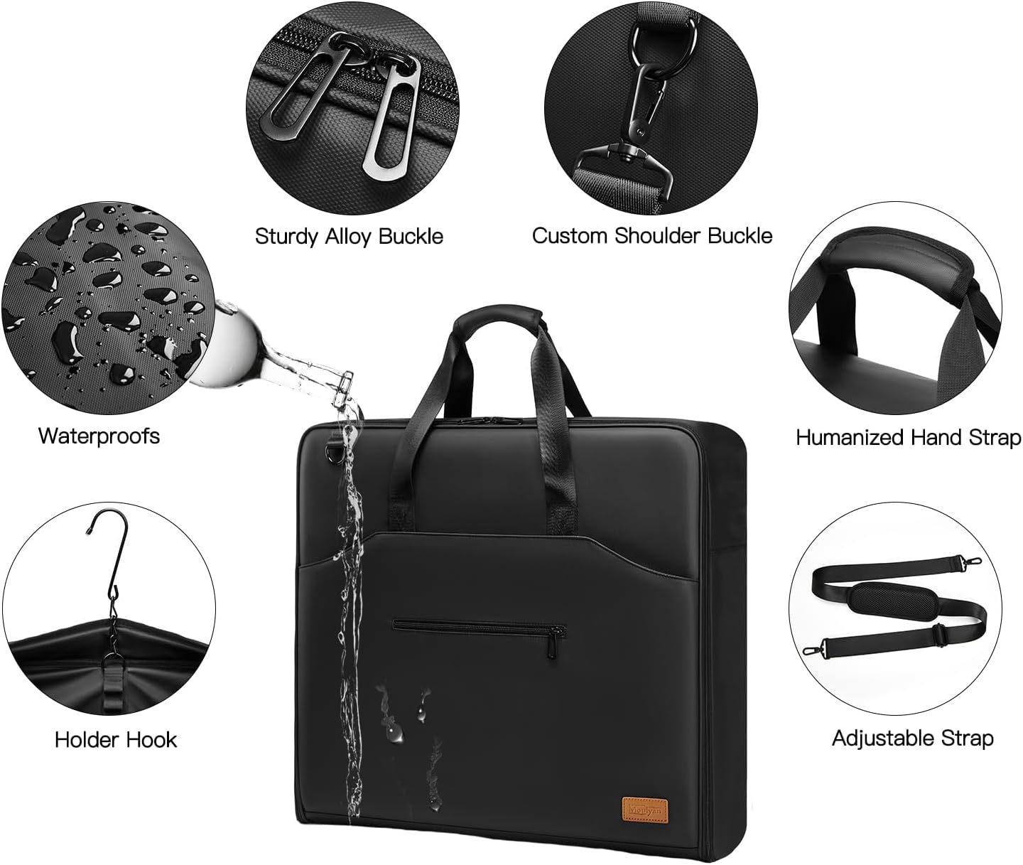 Garment Bags for Travel,Moulyan Carry on Garment Bags for Hanging Clothes Travel,Waterproof Suit Bag with Straps for Men Women Black