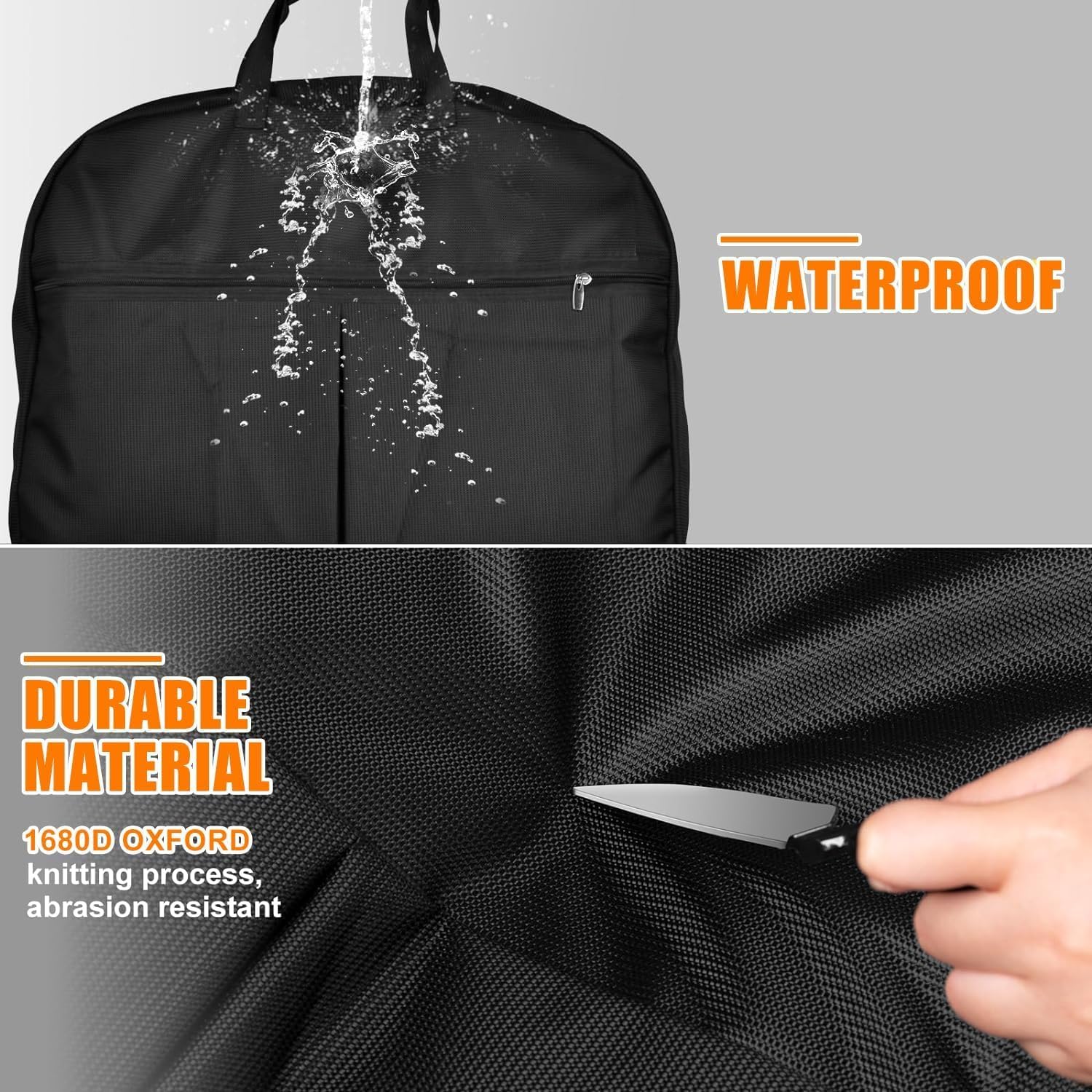 43-Inch Heavy Duty Garment Bags for Travel Waterproof Suit Carrier Bag for Men & Women with Handle and Large Pocket Carry On Luggage in Business Trip...