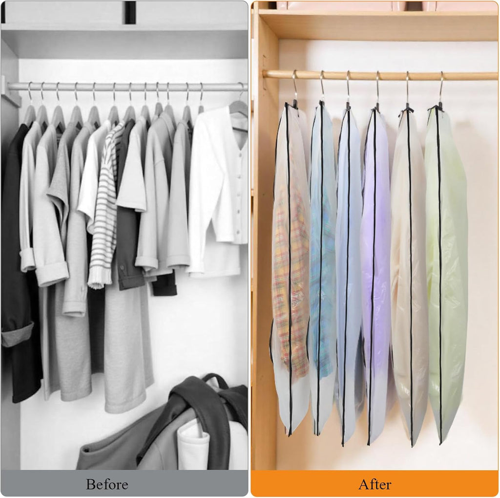6 Pack Garment Bags 60 * 100cm, PEVA Translucent Garment Covers, 40inch Suit Storage Bags, Dress Organizer Bags Used To Protect Shirts, Winter Coats, Jackets, Evening Dresses and Other Garments