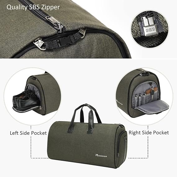Convertible Garment Bag with Shoulder Strap, Modoker Carry on Garment Duffel Bag for Men Women - 2 in 1 Hanging Suitcase Suit Travel Bags