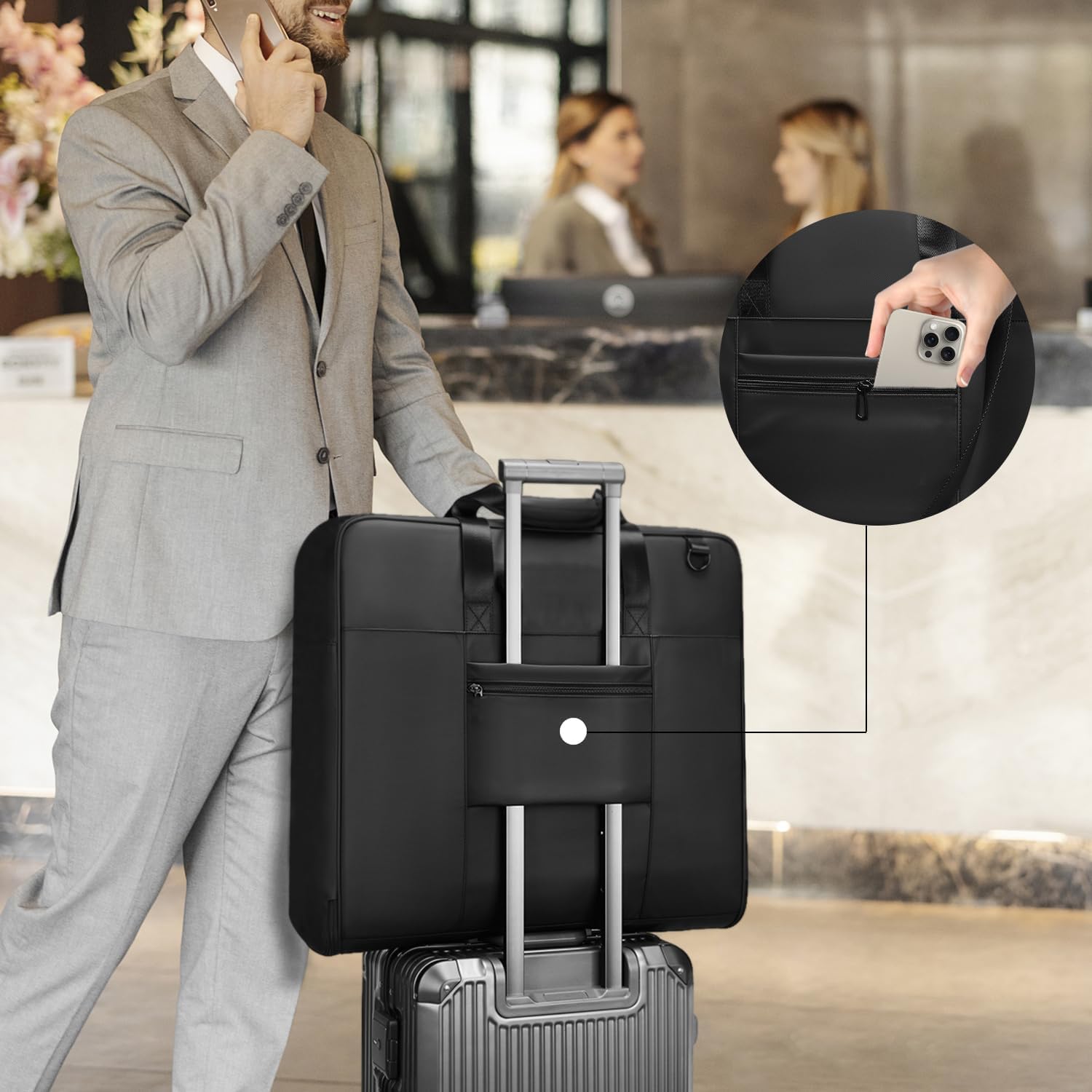 Garment Bags for Travel,Moulyan Carry on Garment Bags for Hanging Clothes Travel,Waterproof Suit Bag with Straps for Men Women Black