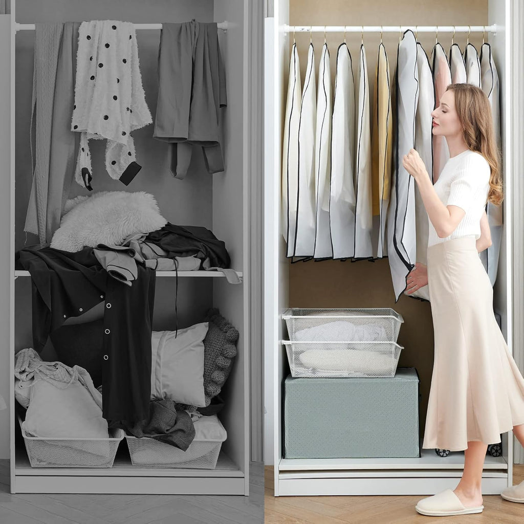 GoMaihe Clothes Cover,12 Pack Bags Set 60 x 120cm/60 x 100cm/Dress Garment Bag with Zip in Wardrobes, Moth Resistant Dustproof Waterproof Washable Suit...