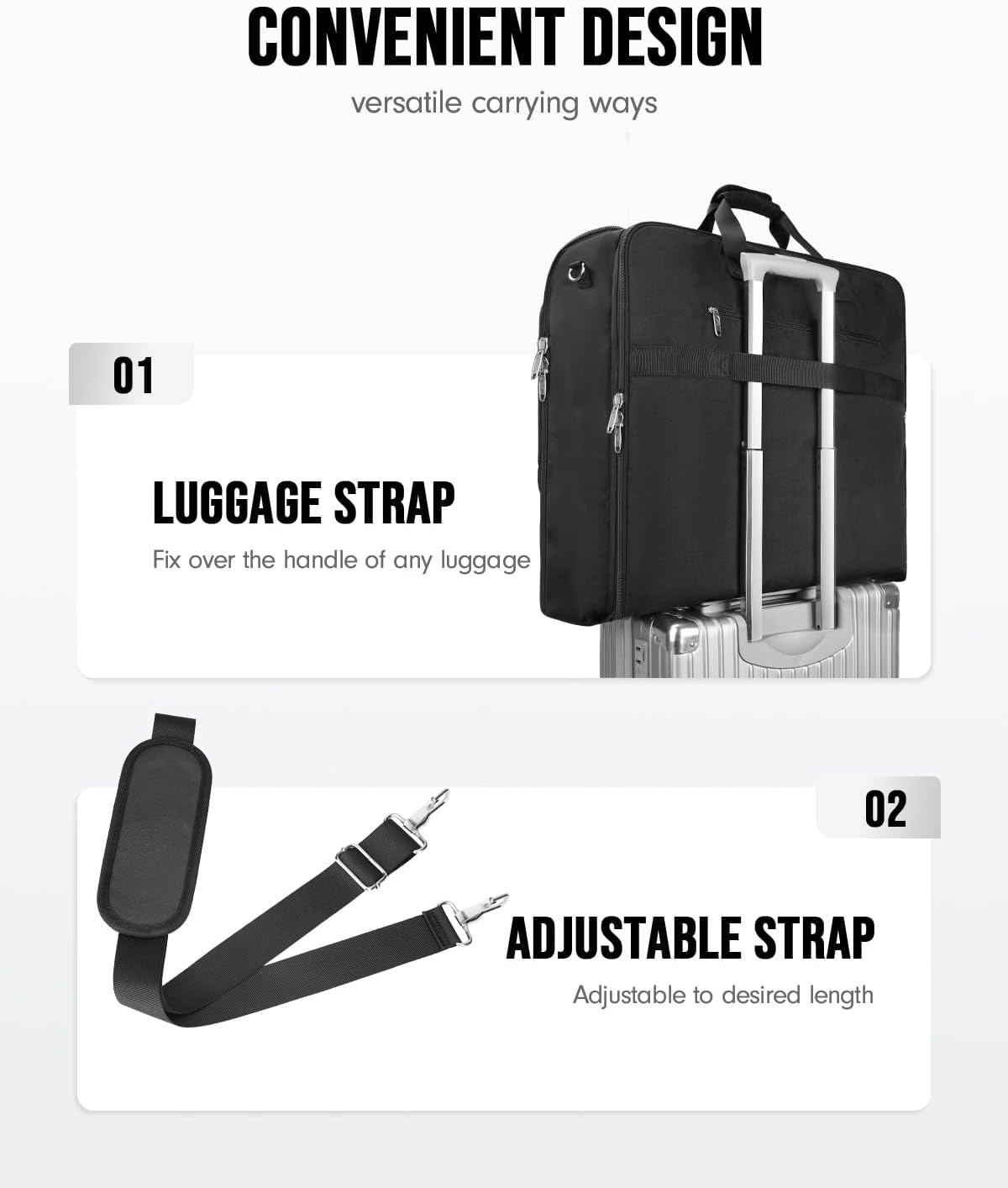 MATEIN Travel Garment Bags for Business Trip, 50" Large Double Layer Suit Carriers for Men and Women, Foldable Wrinkle-Free Suit Travel Bag with...