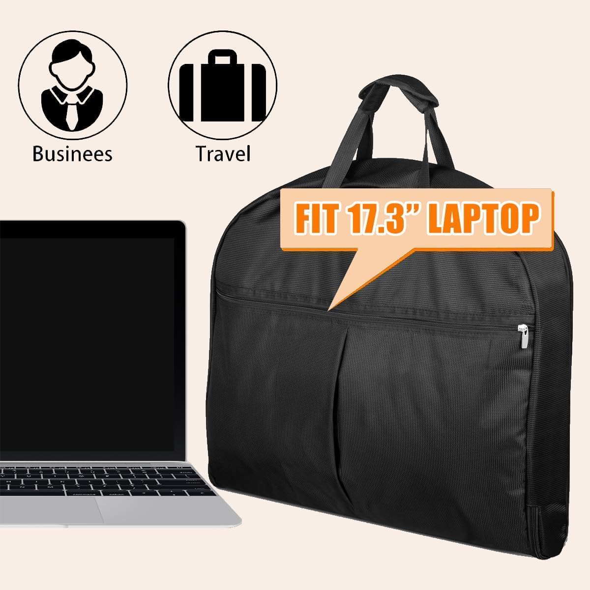 43-Inch Heavy Duty Garment Bags for Travel Waterproof Suit Carrier Bag for Men & Women with Handle and Large Pocket Carry On Luggage in Business Trip...