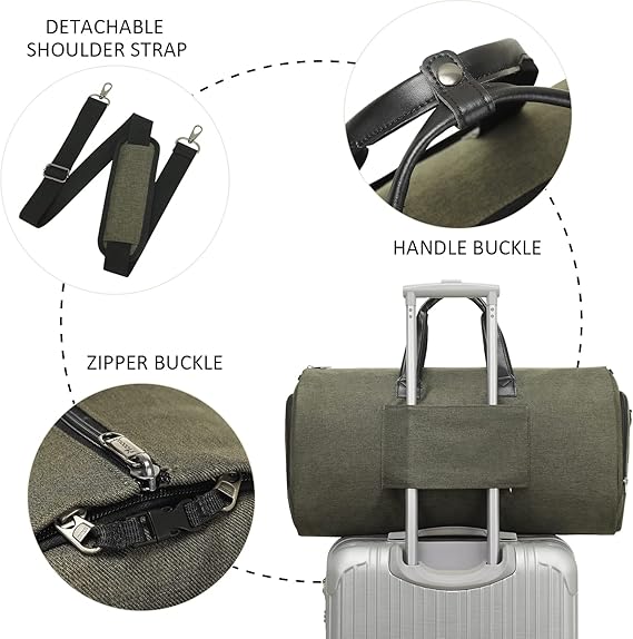 Convertible Garment Bag with Shoulder Strap, Modoker Carry on Garment Duffel Bag for Men Women - 2 in 1 Hanging Suitcase Suit Travel Bags