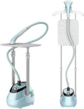 Upright Steamer for Clothes 2000W Turbo Boiler Standing Garment Steamer 2L Water Tank 1h Continuous Steam Flat&Hanging Ironing Double Retractable Rod 10 Modes 30s Fast Preheat for all Fabrics