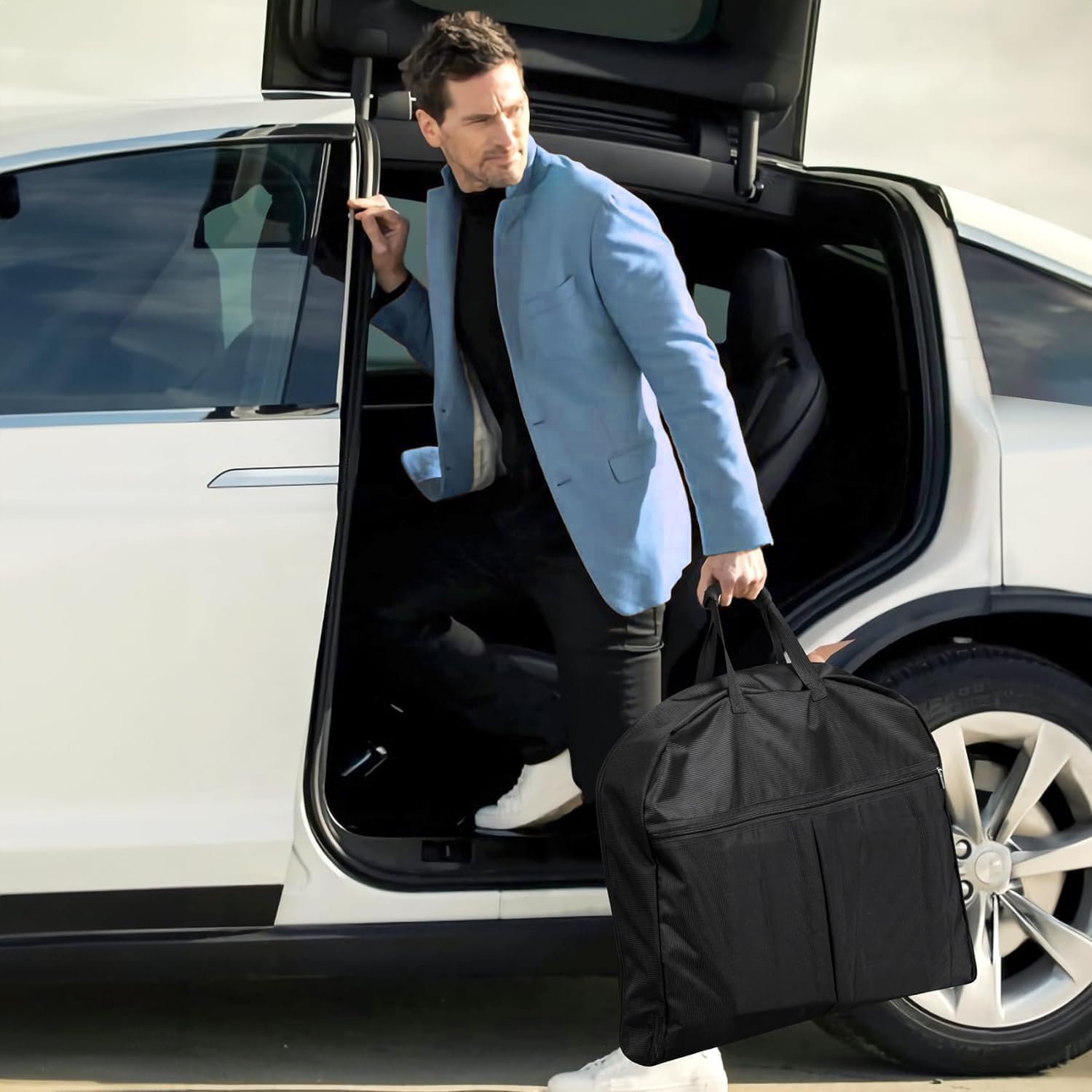 43-Inch Heavy Duty Garment Bags for Travel Waterproof Suit Carrier Bag for Men & Women with Handle and Large Pocket Carry On Luggage in Business Trip...