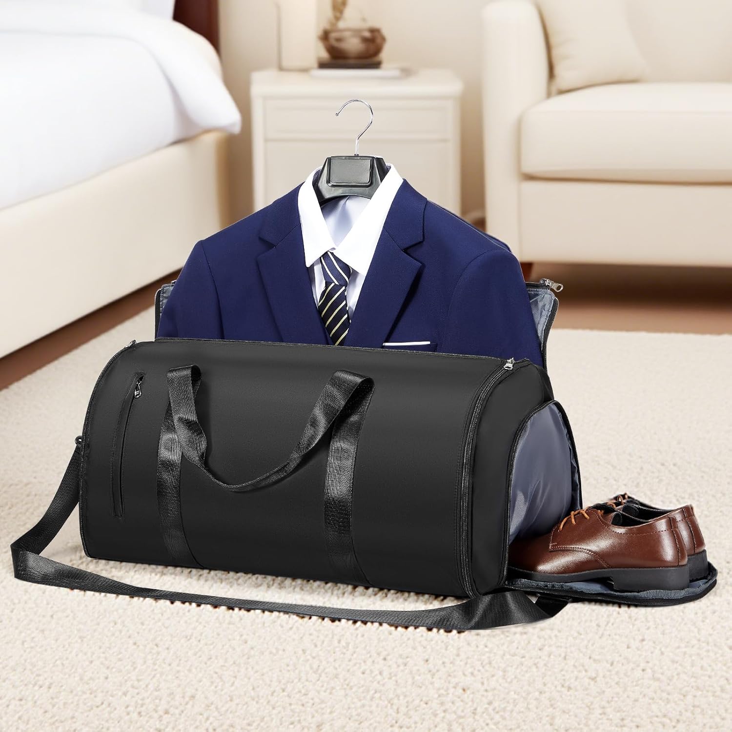 Garment Duffle Bags for Travel,Convertible Carry on Garment Bag with Shoe Compartment,2 in 1 Waterproof Travel Suit Bag for Hanging Clothes with Shoulder...