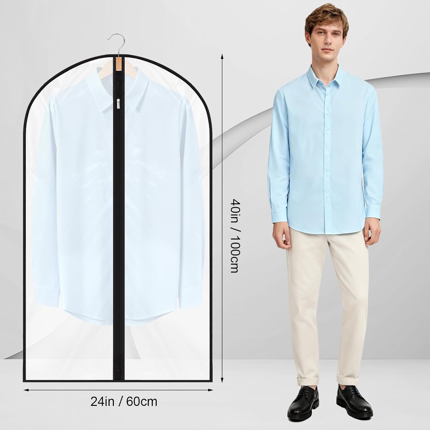 6 Pack Garment Bags 60 * 100cm, 40in PEVA Translucent Garment Covers, Suit Storage Bags, Dress Organizer Bags Used To Protect Shirts, Winter Coats, Jackets